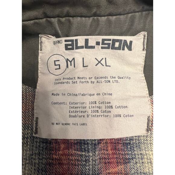 All-Son Men’s Olive Multi-Pocket Canvas Utility Vest, Size S - Picture 3 of 4